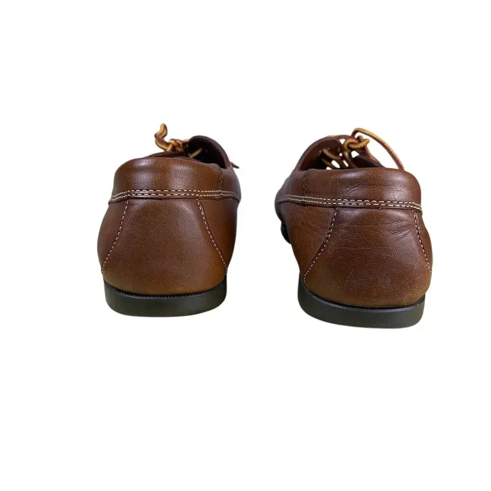 LL Bean Blucher Moc Brown Leather Boat Shoes Mens 11D Handsewn